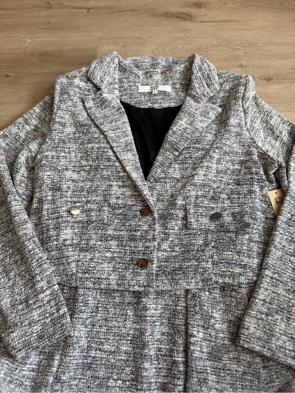 Madden NYC Dress and Jacket Set Tweed Gray SZ L Juniors - Picture 4 of 10